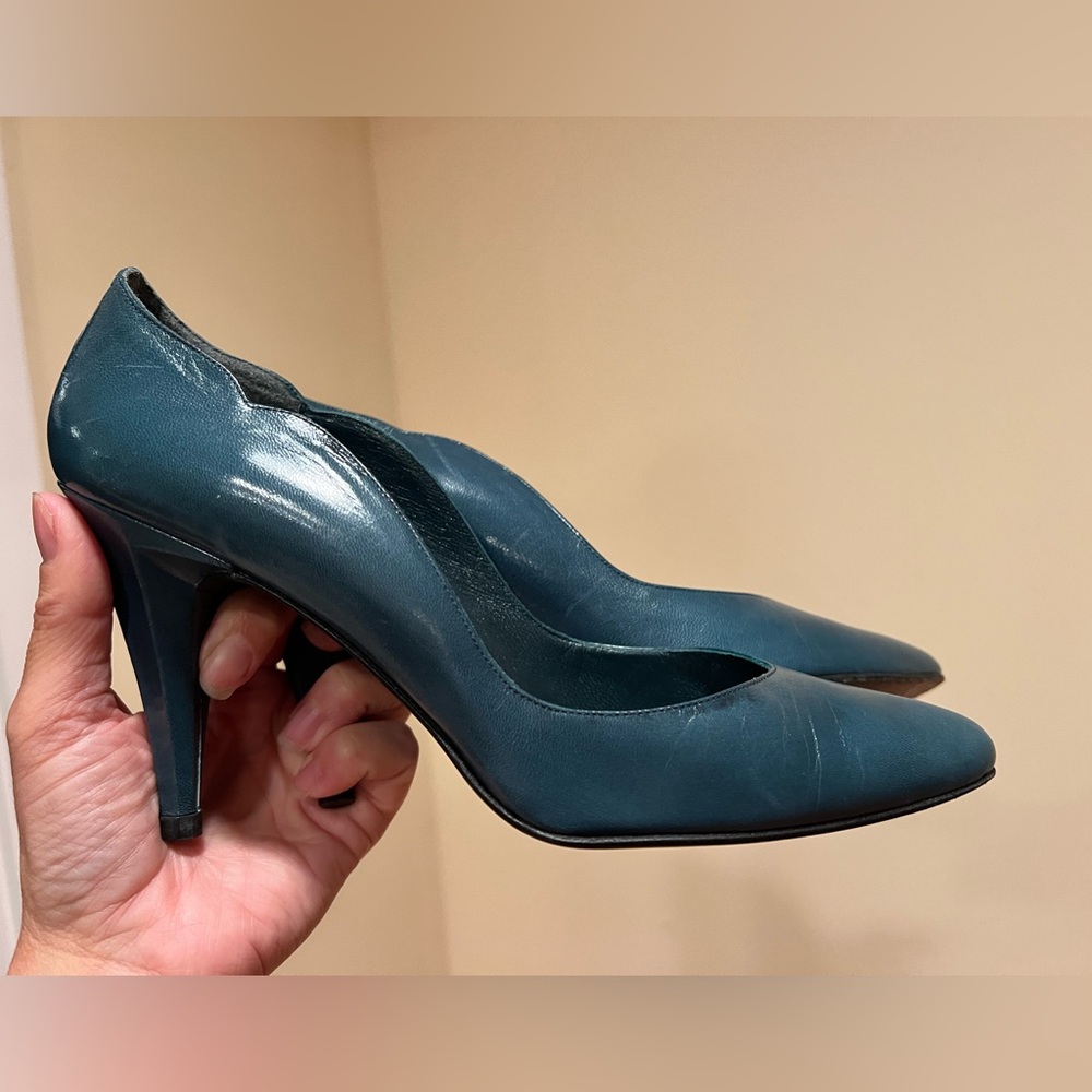 Vtg. Stuart Weitzman for Martinique Pumps Made in Spain Turquoise Green Size 8